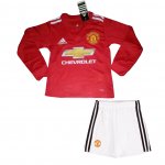 Kids Manchester United Home 2017/18 LS Soccer Suits (Shirt+Shorts)