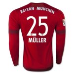 Bayern Munich LS Home 2015-16 MULLER #25 Soccer Jersey