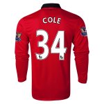 13-14 Manchester United #34 COLE Home Long Sleeve Jersey Shirt