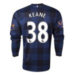 13-14 Manchester United #38 KEANE Away Black Long Sleeve Jersey Shirt