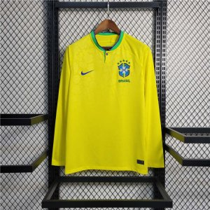 BRAZIL WORLD CUP 2022 HOME YELLOW LONG SLEEVE SOCCER JERSEY SHIRT