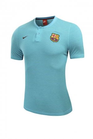 Barcelona 2017/18 Sky Blue Streak Polo Shirt