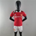 Kids Manchester United 22/23 Home Red Soccer Kit (Shirt+Shorts)