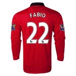13-14 Manchester United #22 FABIO Home Long Sleeve Jersey Shirt