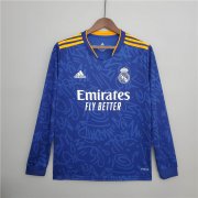 Real Madrid 21-22 Away Blue Soccer Jersey Football Shirt (Long Sleeve)
