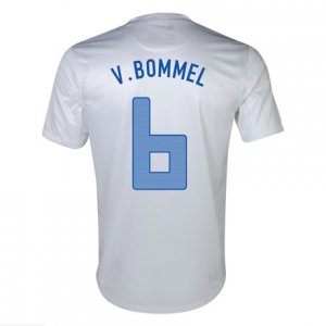 2013 Netherlands #6 V. Bommel Away White Jersey Shirt