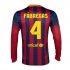 13-14 Barcelona #4 Fabregas Home Long Sleeve Soccer Jersey Shirt