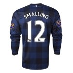 13-14 Manchester United #12 SMALLING Away Black Long Sleeve Jersey Shirt