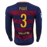 Barcelona LS Home 2015-16 PIQUE #3 Soccer Jersey
