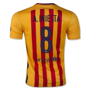 Barcelona Away 2015-16 A. INIESTA 8 Soccer Jersey Yellow