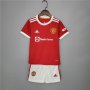 Kids Manchester United 21-22 Ronaldo #7 Home Red Soccer Jersey Football Kit (Shirt+Shorts)