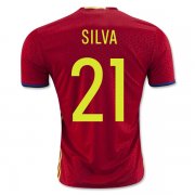 Spain Home 2016 SILVA #21 Soccer Jersey