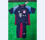 Kids Bayern Munich 2016-17 Dark Blue Goalkeeper Soccer Jersey Kit