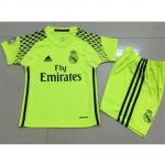 Kids Real Madrid Goalkeeper 2016/17 Green Soccer Kits (Shirt+Shorts)