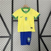Kids Brazil Copa America 2024 Home Kit (Shirt+Shorts)
