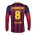 13-14 Barcelona #8 A.Iniesta Home Long Sleeve Soccer Jersey Shirt