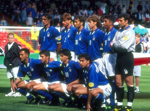 1996 Italy Home Blue Retro Soccer Jerseys Shirt - Click Image to Close