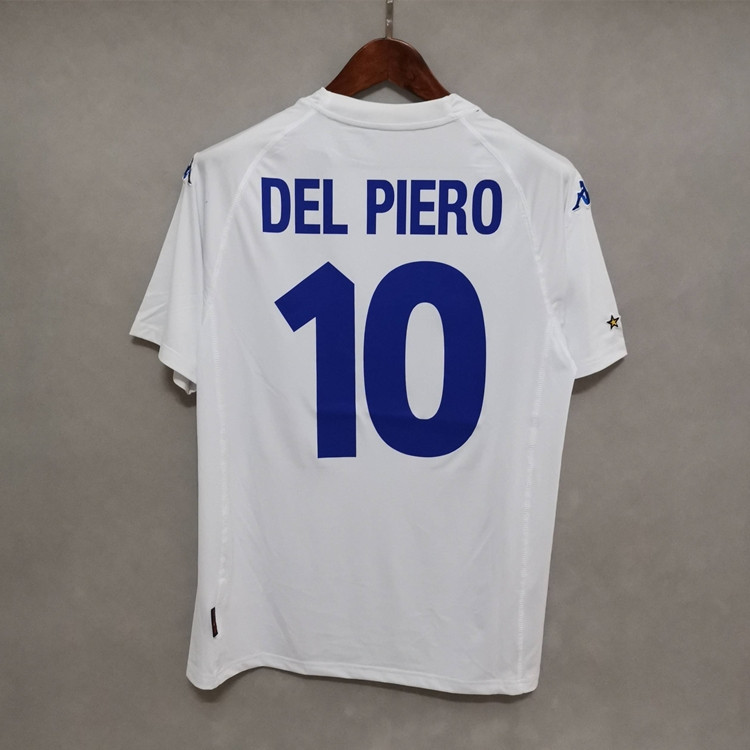 Italy FootBall Shirt 2000 Retro White Soccer Jersey #10 DEL PIERO - Click Image to Close