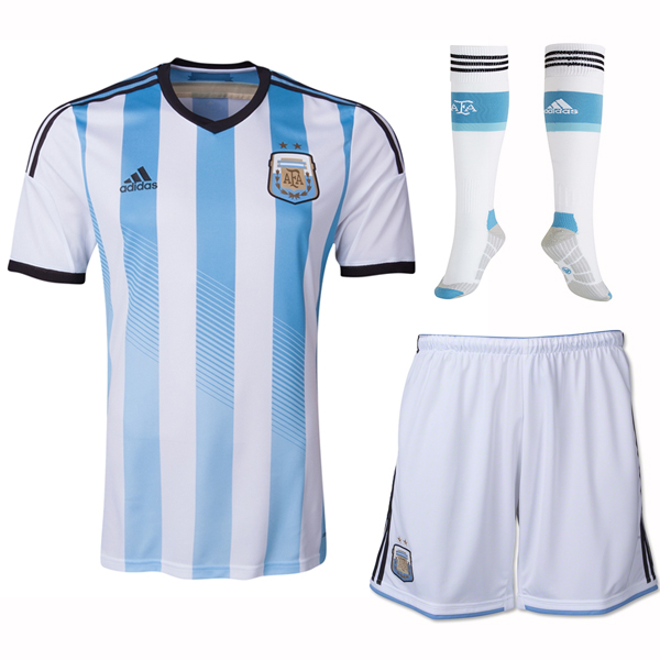 2014 Argentina Home Soccer Jersey Whole Kit(Shirt+Shorts+Socks) - Click Image to Close