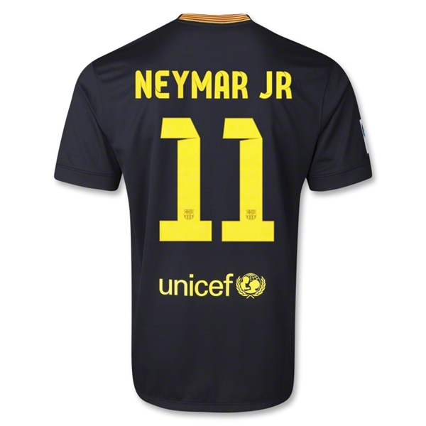 13-14 Barcelona #11 NEYMAR JR Away Black Soccer Jersey Shirt - Click Image to Close