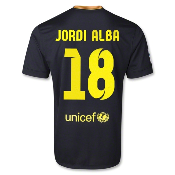 13-14 Barcelona #18 JORDI ALBA Away Black Soccer Jersey Shirt - Click Image to Close