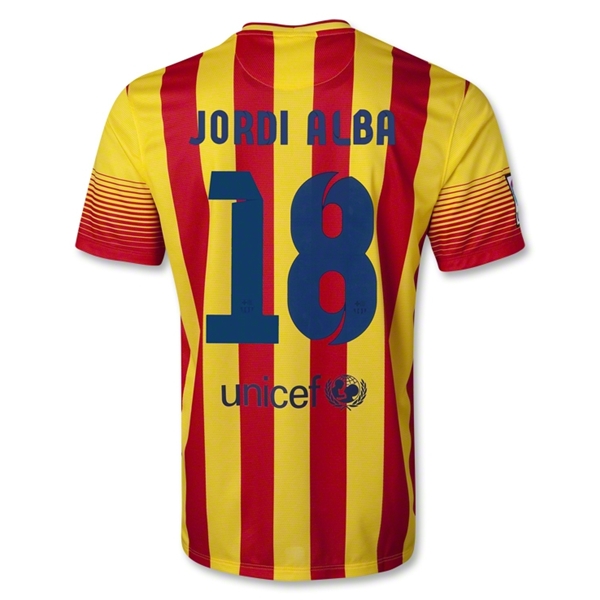 13-14 Barcelona #18 JORDI ALBA Away Soccer Jersey Shirt - Click Image to Close