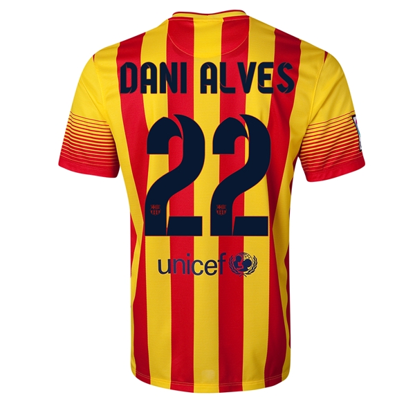 13-14 Barcelona #22 DANI ALVES Away Soccer Jersey Shirt - Click Image to Close