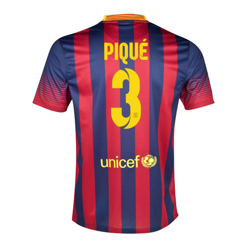 13-14 Barcelona #3 Pique Home Soccer Jersey Shirt - Click Image to Close