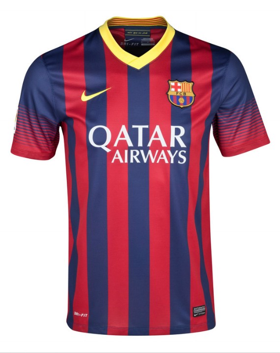 13-14 Barcelona #3 Pique Home Soccer Jersey Shirt - Click Image to Close