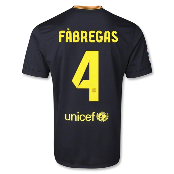 13-14 Barcelona #4 FABREGAS Away Black Soccer Jersey Shirt - Click Image to Close