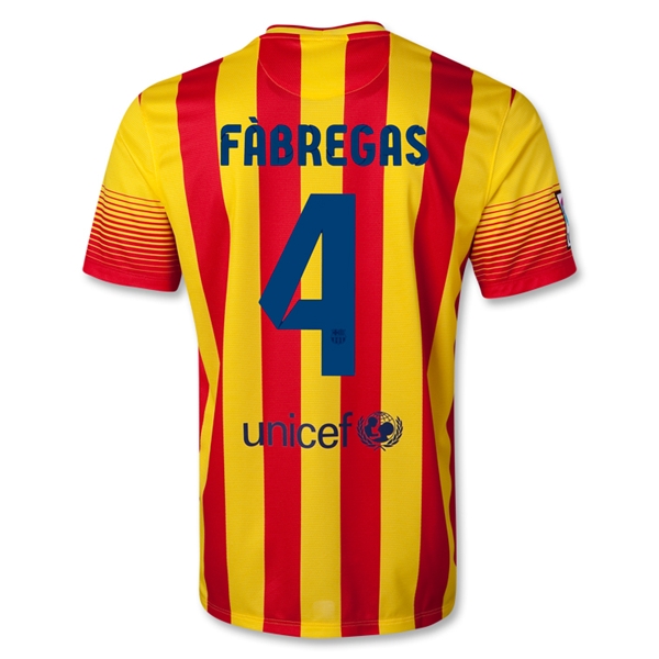 13-14 Barcelona #4 FABREGAS Away Soccer Jersey Shirt - Click Image to Close