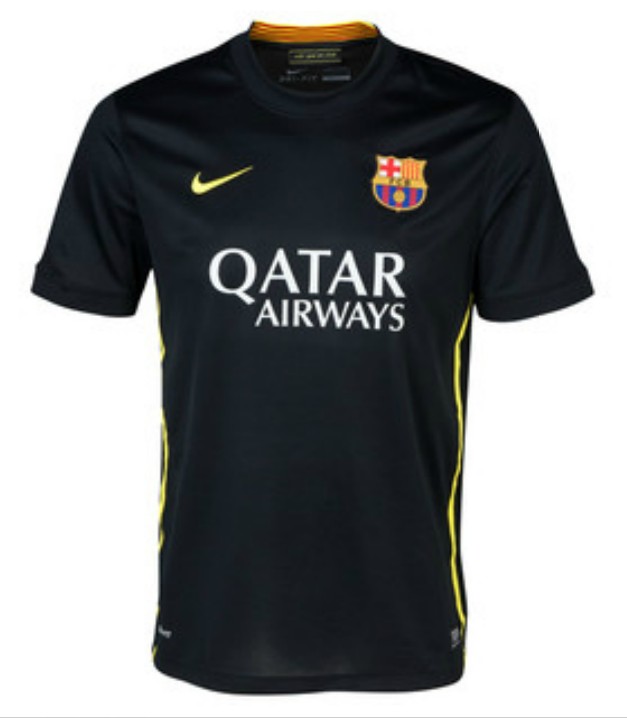 13-14 Barcelona #5 PUYOL Away Black Soccer Jersey Shirt - Click Image to Close