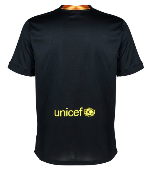 13-14 Barcelona Away Black Soccer Jersey Kit(Shirt+Short) - Click Image to Close