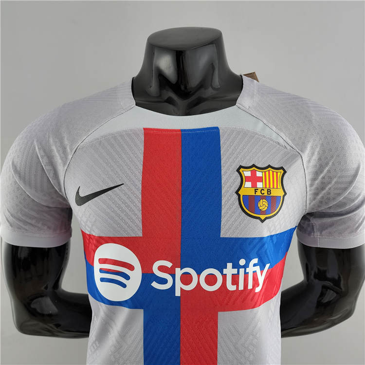 Barcelona FC 22/23 Soccer Jersey Away Grey Football Shirt (Player Version) - Click Image to Close
