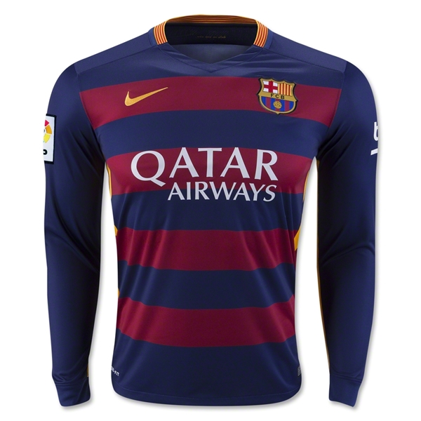 Barcelona LS Home 2015-16 A. INIESTA #8 Soccer Jersey - Click Image to Close