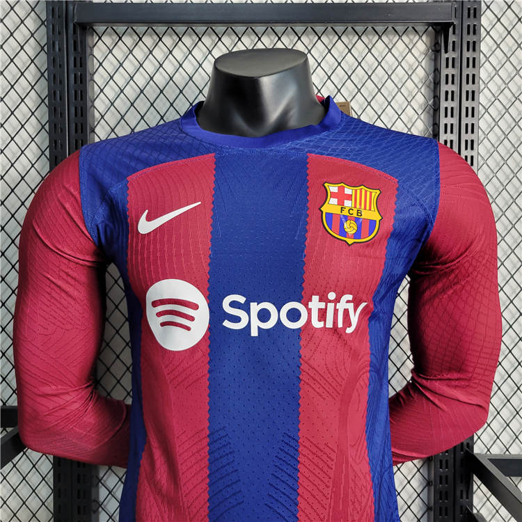 Barcelona FC 23/24 Soccer Jersey Home Long Sleeve Football Shirt - Click Image to Close