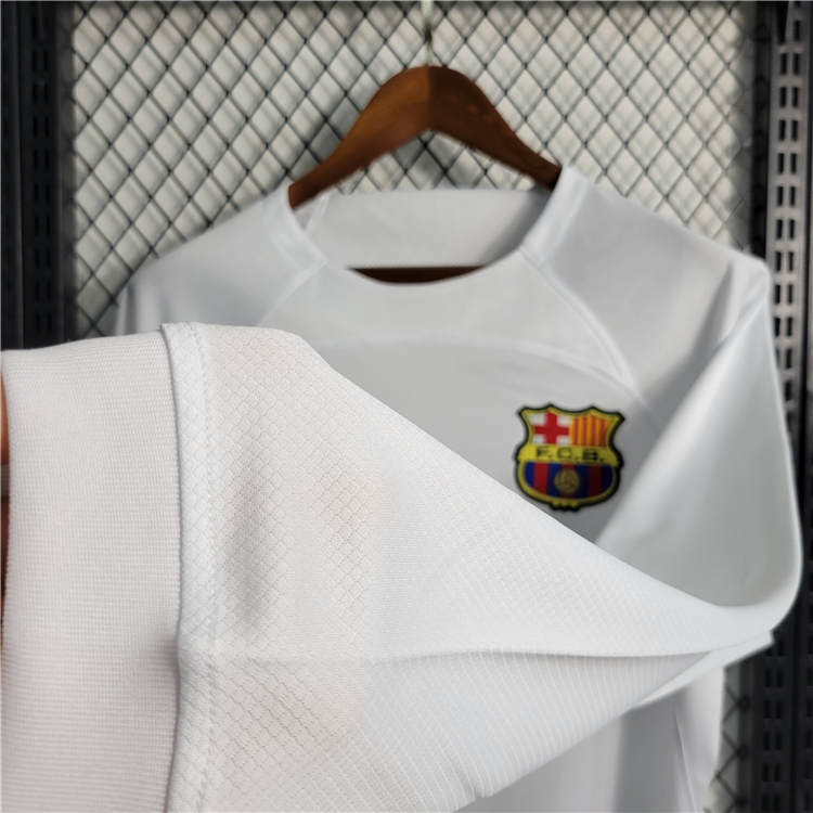 Barcelona FC 23/24 Soccer Jersey Away White Long Sleeve Football Shirt - Click Image to Close
