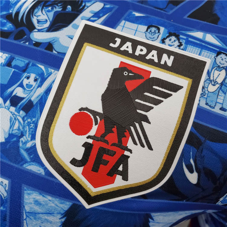 Japan 2021 Cartoon Version Blue Soccer Jersey Football Shirt (Player Version) - Click Image to Close