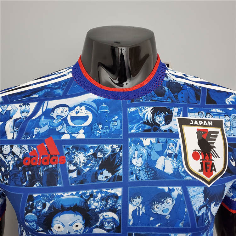 Japan 2021 Cartoon Version Blue Soccer Jersey Football Shirt (Player Version) - Click Image to Close