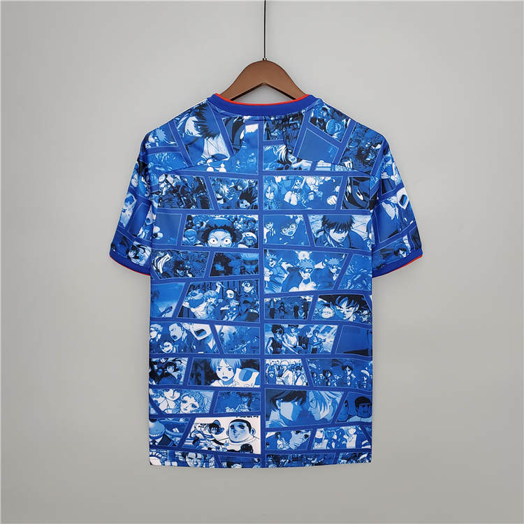Japan 2021 Cartoon Version Blue Soccer Jersey Football Shirt - Click Image to Close