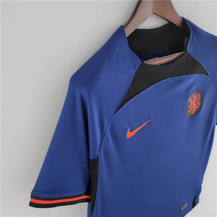 World Cup 2022 Netherlands Soccer Shirt Away Blue Football Shirt - Click Image to Close