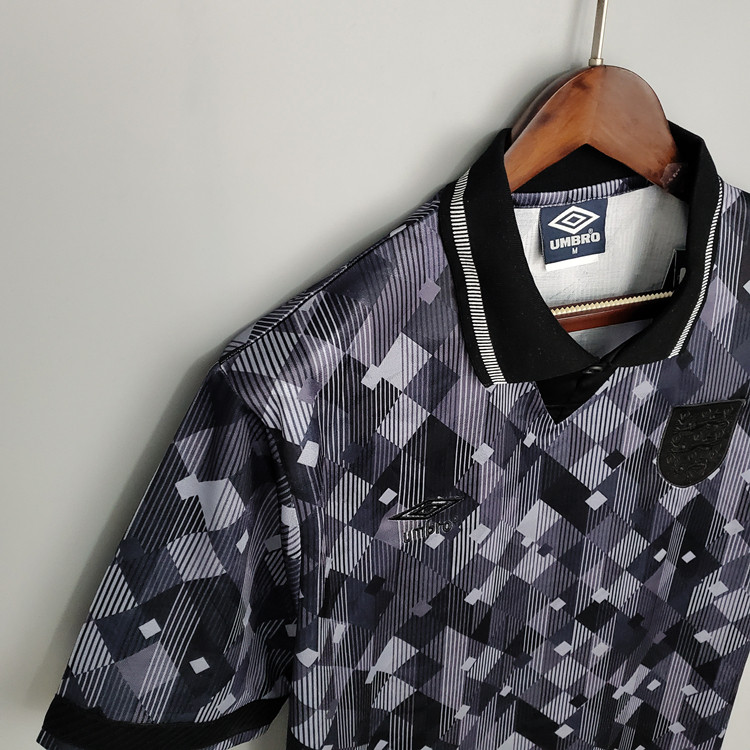 1990 England Black Retro Soccer Jersey Football Shirt - Click Image to Close