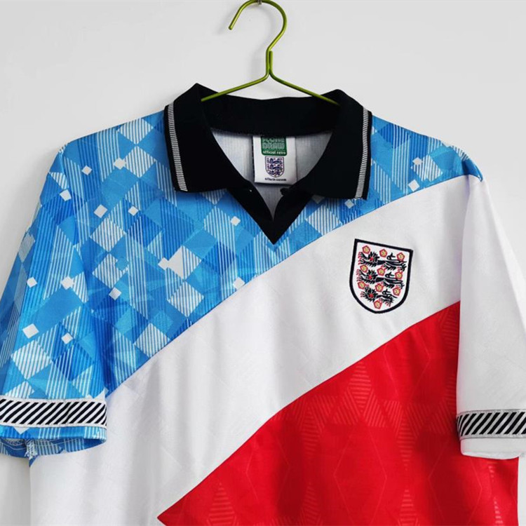 1990 England Blue/Red/white Retro Soccer Jersey Football Shirt - Click Image to Close