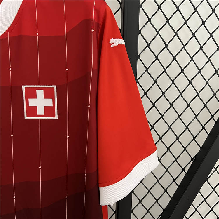 UEFA Euro 2024 Switzerland/Suisse Home Red Soccer Jersey Football Shirt - Click Image to Close