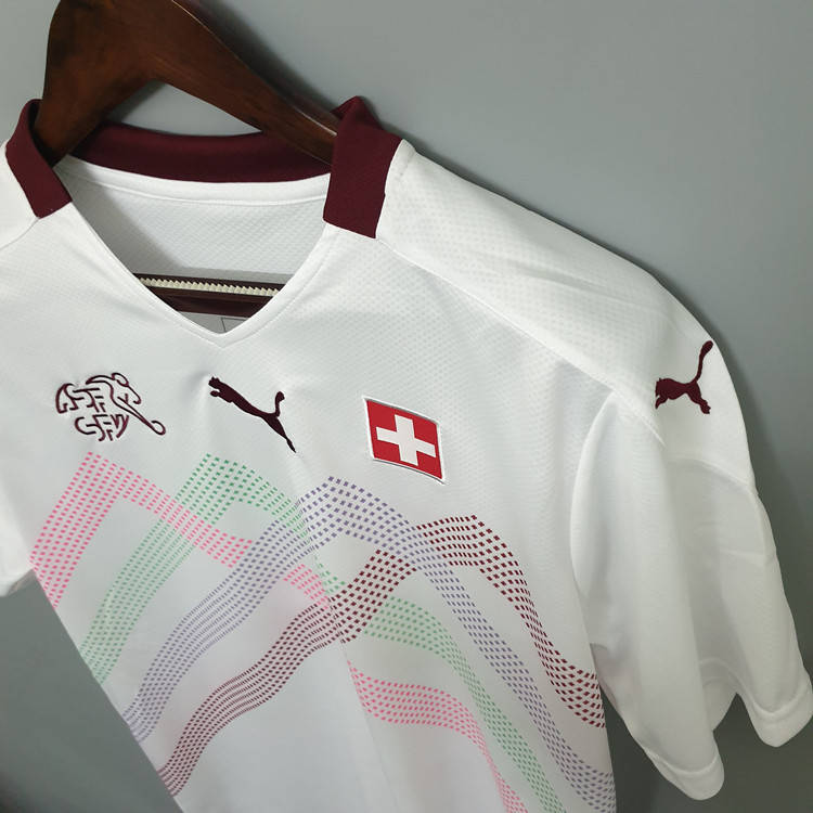 Switzerland/Suisse Euro 2020 Away White Soccer Jersey Football Shirt - Click Image to Close