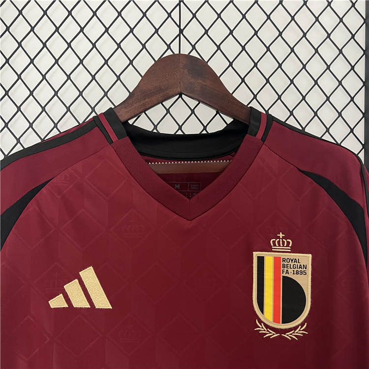 UEFA Euro 2024 Belgium Home Brown Football Shirt Soccer Jersey - Click Image to Close