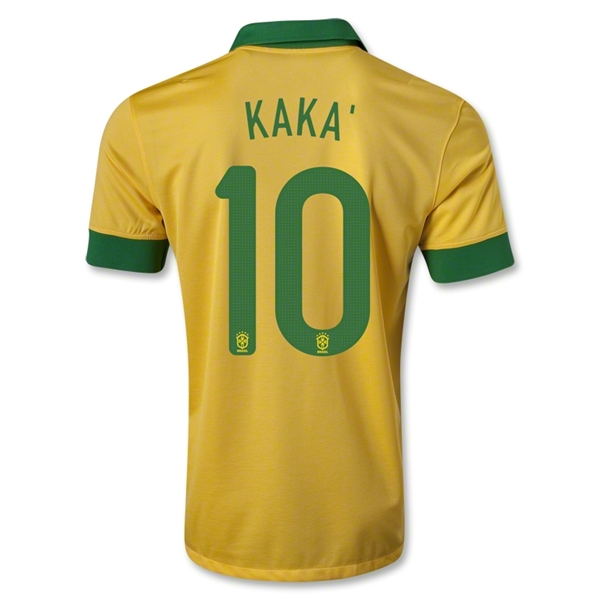 13/14 Brazil #10 KAKA Yellow Home Jersey Shirt - Click Image to Close