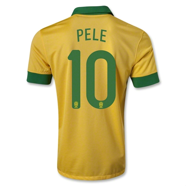 13/14 Brazil #10 PELE Yellow Home Jersey Shirt - Click Image to Close