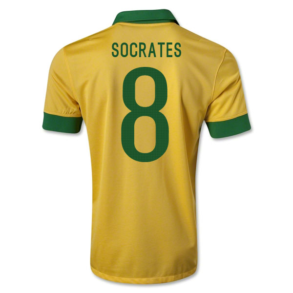 13/14 Brazil #8 Socrates Yellow Home Jersey Shirt Replica - Click Image to Close