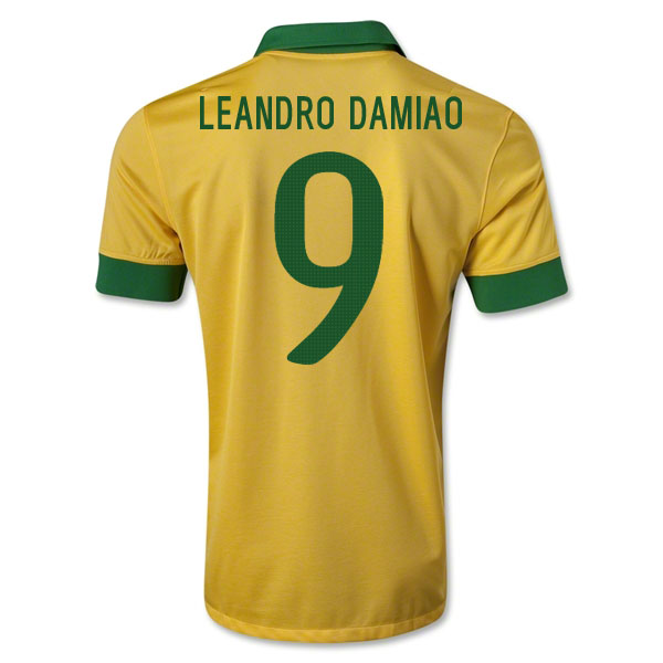 13/14 Brazil #9 Leandro Damiao Yellow Home Jersey Shirt - Click Image to Close